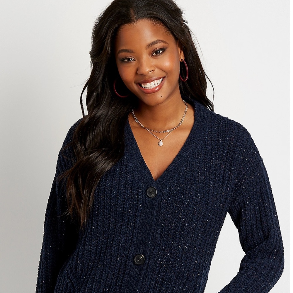 Maurices Solid Metallic Button Down Cardigan - image 1